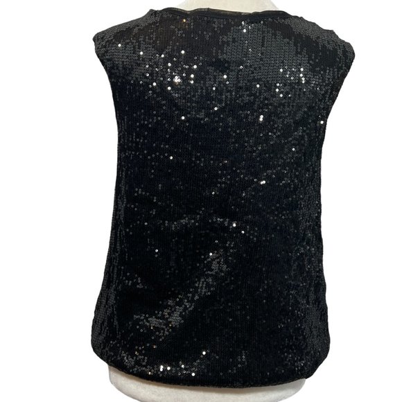 M.S.S.P. Max Studio Specialty Products Black Cap Sleeve Sequin Stretch T… - Picture 2 of 9
